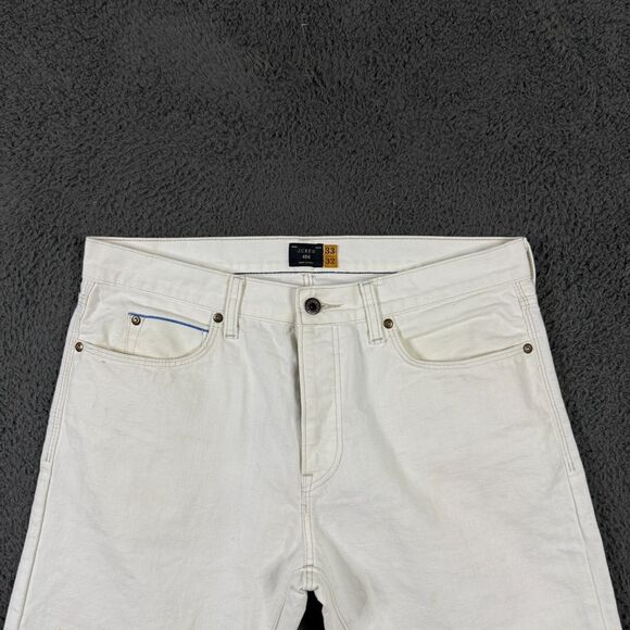 J Crew Jeans Mens 33x32 White 484 Slim Fit Selvedge Denim Button Fly - Picture 2 of 16